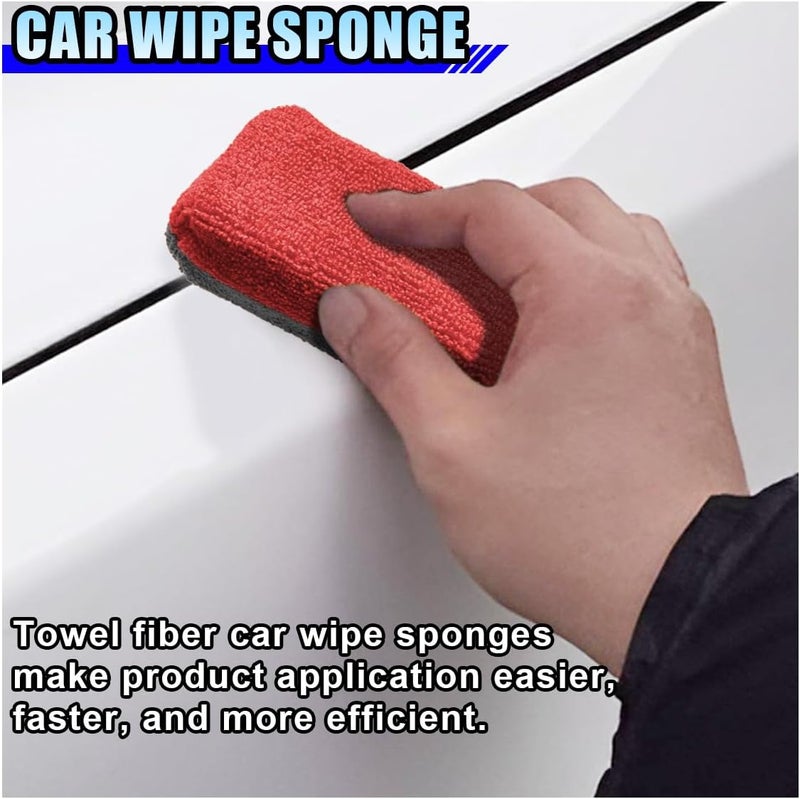 LHDOS 12PCS Ceramic Coating Applicator Sponge, 4.13'' x 1.84'' Microfiber Car Detailing Applicator Pads, Rectangular Car Foam Cleaning Pad, Auto Polishing Pad for Wax, Paint, Sealant (Red) - Image 3